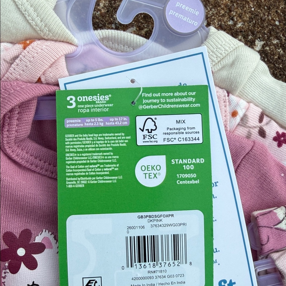 Gerber Premie Baby Girl Bodysuits - Pink and Cream. (6) Onesies in all. NEW - Picture 6 of 6